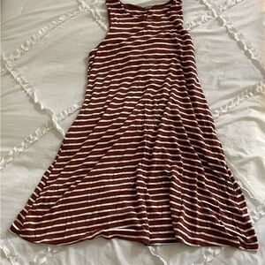 Old Navy Brown and White Striped Midi Dress